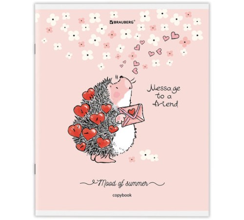 Тетрадь А5 48 л. BRAUBERG скоба, клетка, обложка картон, 