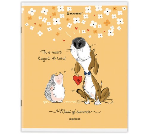 Тетрадь А5 48 л. BRAUBERG скоба, клетка, обложка картон, 