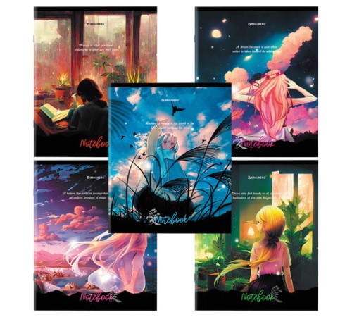 Тетрадь А5 48л. BRAUBERG скоба, клетка, обложка картон, 