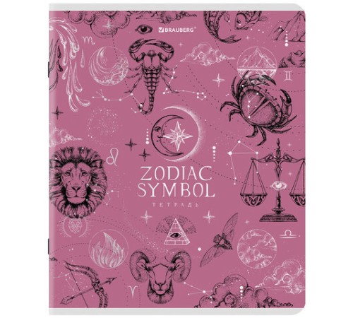 Тетрадь А5, 48 л., BRAUBERG, скоба, клетка, матовая ламинация, фольга, 