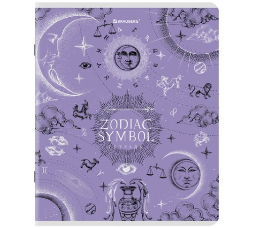 Тетрадь А5, 48 л., BRAUBERG, скоба, клетка, матовая ламинация, фольга, 