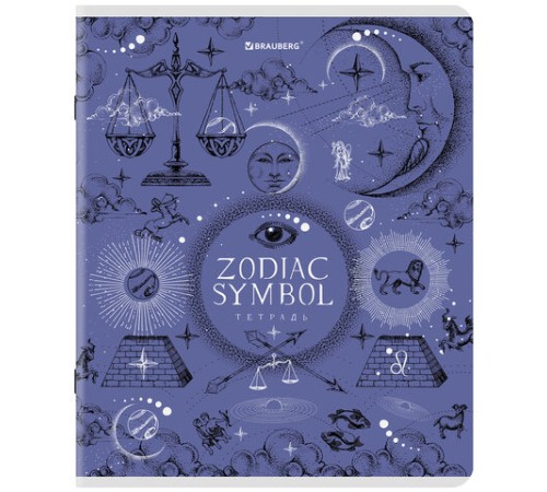 Тетрадь А5, 48 л., BRAUBERG, скоба, клетка, матовая ламинация, фольга, 