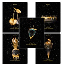 Тетрадь А5, 48 л., BRAUBERG, скоба, клетка, матовая ламинация, фольга, 