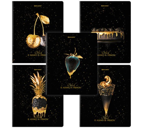 Тетрадь А5, 48 л., BRAUBERG, скоба, клетка, матовая ламинация, фольга, 