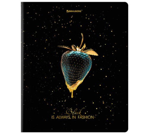 Тетрадь А5, 48 л., BRAUBERG, скоба, клетка, матовая ламинация, фольга, 