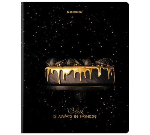 Тетрадь А5, 48 л., BRAUBERG, скоба, клетка, матовая ламинация, фольга, 