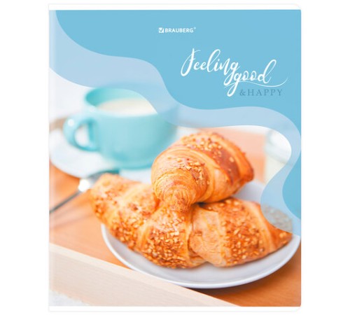 Тетрадь А5, 48 л., BRAUBERG, скоба, клетка, матовая ламинация, выборочный лак, 