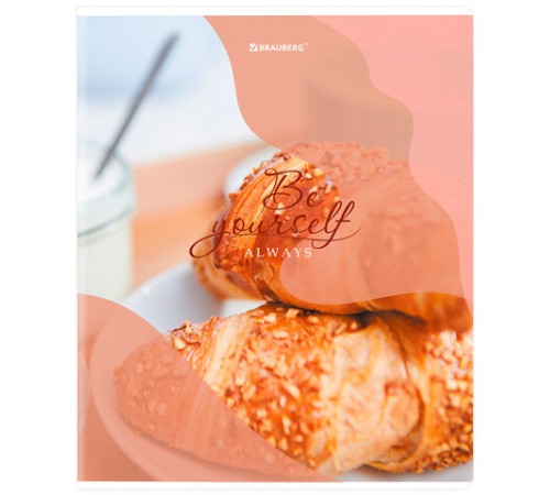 Тетрадь А5, 48 л., BRAUBERG, скоба, клетка, матовая ламинация, выборочный лак, 