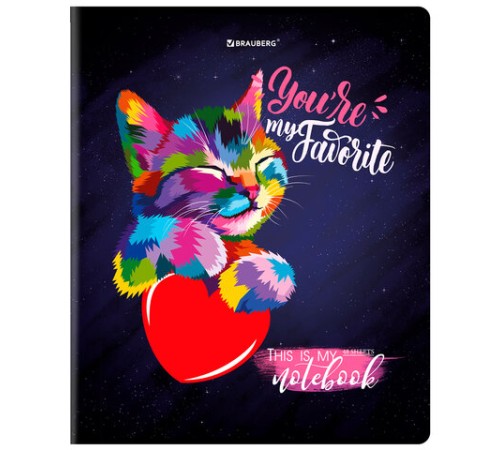 Тетрадь А5, 48 л., BRAUBERG, скоба, клетка, матовая ламинация, выборочный лак, 