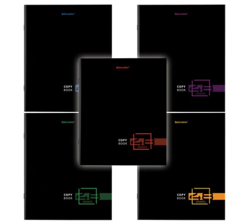 Тетрадь А5 48 л. BRAUBERG скоба, линия, обложка картон, 