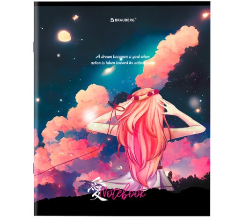 Тетрадь А5, 80 л., BRAUBERG, скоба, клетка, обложка картон, 