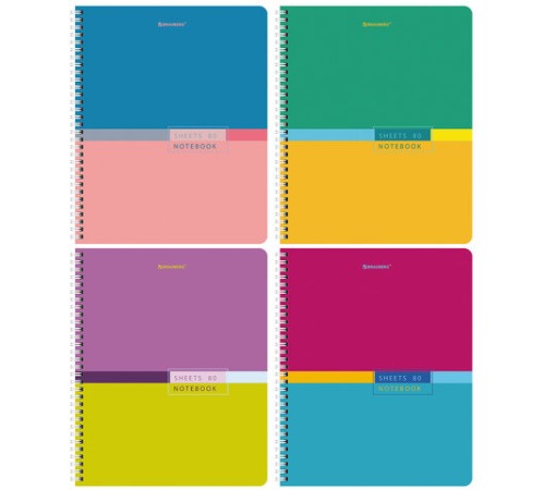 Тетрадь А5 80 л. BRAUBERG, гребень, клетка, обложка картон, 