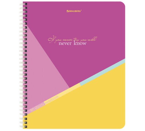 Тетрадь А5 80 л. BRAUBERG, гребень, клетка, обложка картон, 