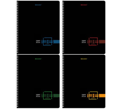 Тетрадь А5 96 л. BRAUBERG, гребень, клетка, глянцевая ламинация, 