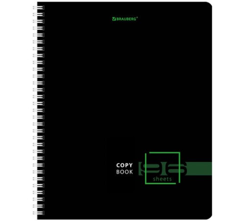 Тетрадь А5 96 л. BRAUBERG, гребень, клетка, глянцевая ламинация, 
