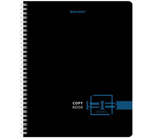 Тетрадь А5 96 л. BRAUBERG, гребень, клетка, глянцевая ламинация, 