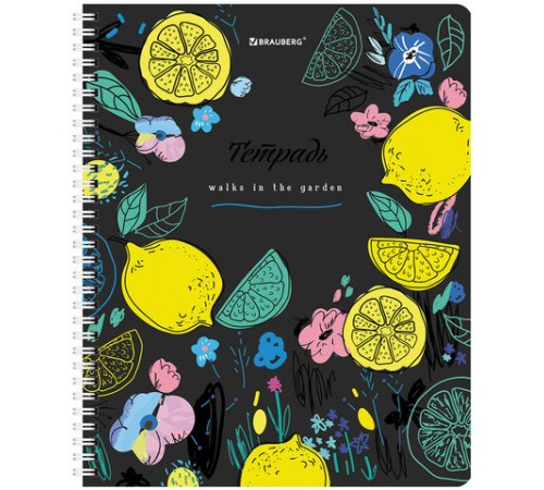 Тетрадь А5 96 л. BRAUBERG, гребень, клетка, глянцевая ламинация, 