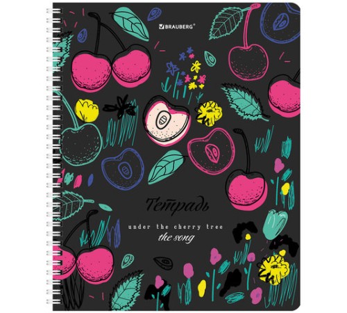 Тетрадь А5 96 л. BRAUBERG, гребень, клетка, глянцевая ламинация, 