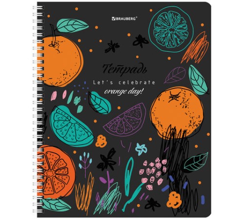 Тетрадь А5 96 л. BRAUBERG, гребень, клетка, глянцевая ламинация, 