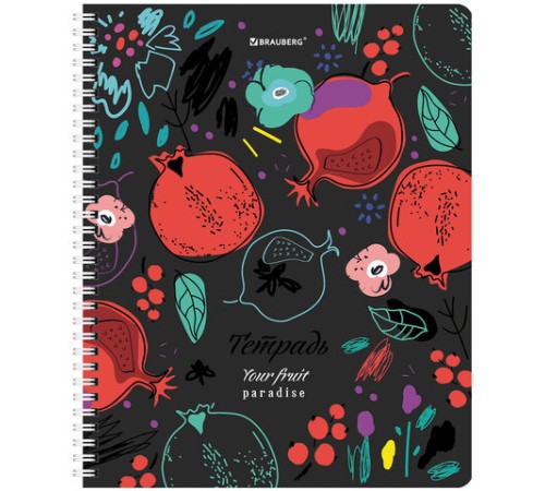 Тетрадь А5 96 л. BRAUBERG, гребень, клетка, глянцевая ламинация, 