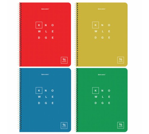 Тетрадь А5 96 л. BRAUBERG, гребень, клетка, обложка картон, 