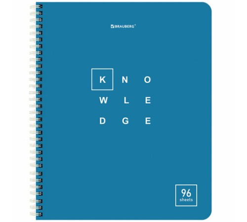 Тетрадь А5 96 л. BRAUBERG, гребень, клетка, обложка картон, 