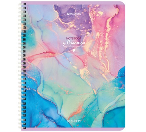 Тетрадь А5, 96 л., BRAUBERG, гребень, клетка, обложка картон, 