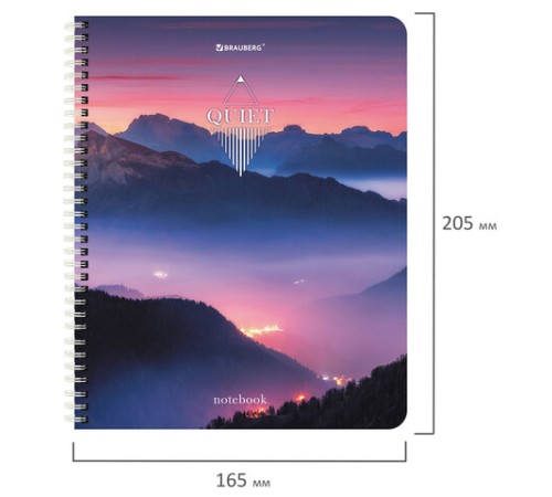 Тетрадь А5 96 л. BRAUBERG, гребень, клетка, обложка картон, 