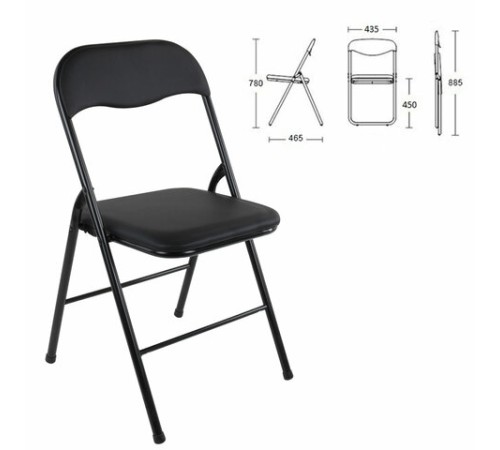 Стул складной BRABIX "Golf CF-007", черный каркас, кожзам черный, гофрокороб, 533024 Стул складной BRABIX "Golf CF-007", черный каркас, кожзам черный, гофрокороб, 533024
