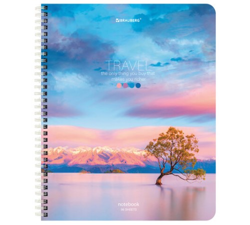 Тетрадь А5 96 л. BRAUBERG, гребень, клетка, обложка картон, 