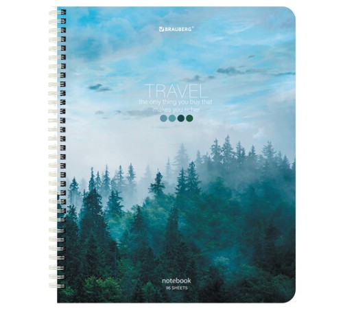 Тетрадь А5 96 л. BRAUBERG, гребень, клетка, обложка картон, 