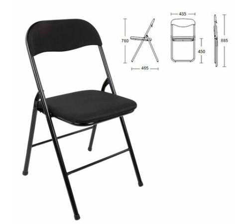 Стул складной BRABIX "Golf CF-007", чёрный каркас, чёрная ткань, гофрокороб, 533025 Стул складной BRABIX "Golf CF-007", чёрный каркас, чёрная ткань, гофрокороб, 533025
