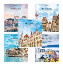 Тетрадь А5, 96 л. BRAUBERG, скоба, линия, обложка картон, 