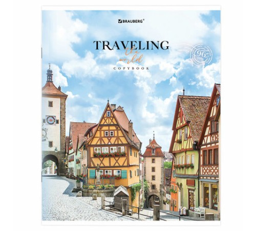 Тетрадь А5, 96 л. BRAUBERG, скоба, линия, обложка картон, 