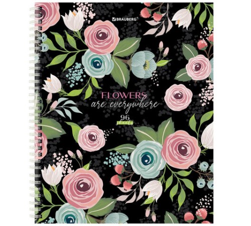Тетрадь А5 96 л. BRAUBERG, гребень, клетка, твёрдая обложка, 