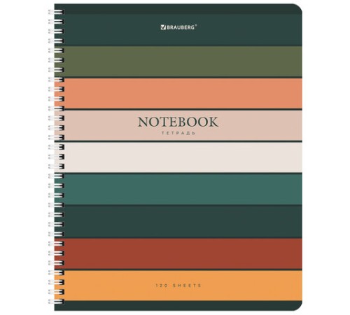 Тетрадь А5 120 л. BRAUBERG, гребень, клетка, обложка картон, 