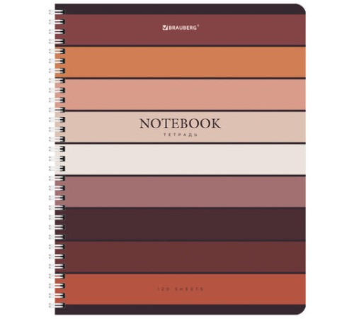 Тетрадь А5 120 л. BRAUBERG, гребень, клетка, обложка картон, 