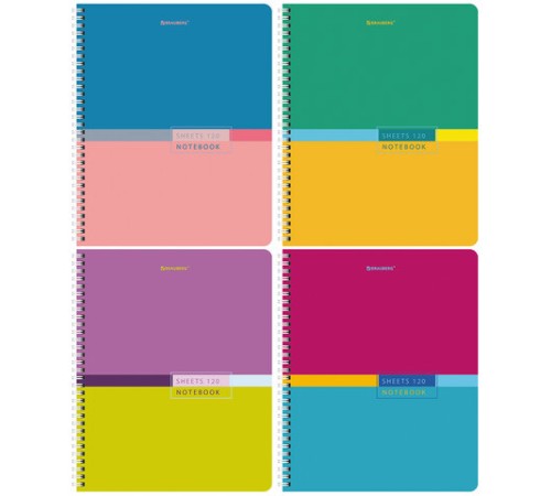 Тетрадь А5 120 л. BRAUBERG, гребень, клетка, глянцевая ламинация, 