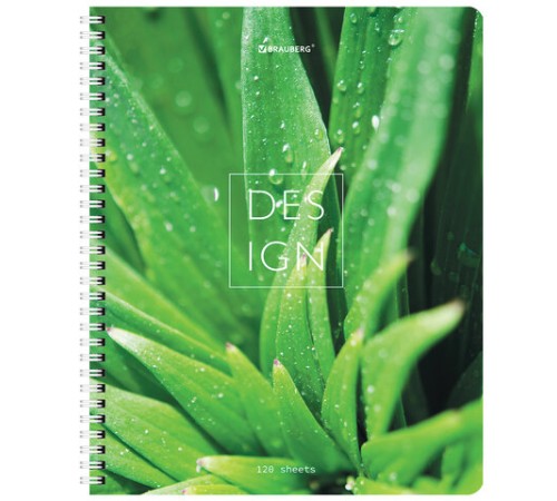 Тетрадь А5 120 л. BRAUBERG, гребень, клетка, глянцевая ламинация, 