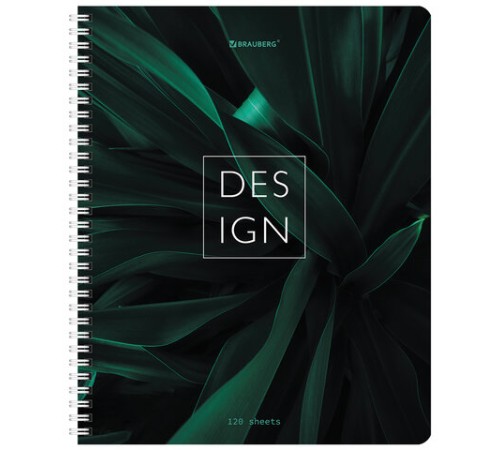 Тетрадь А5 120 л. BRAUBERG, гребень, клетка, глянцевая ламинация, 