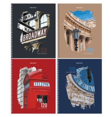 Тетрадь А5 120 л. BRAUBERG, гребень, клетка, твёрдая обложка, 