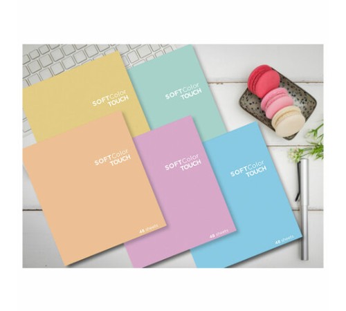 Тетрадь А5 48 л., ПЗБМ, скоба, клетка, Soft Touch, брайль 3D, 