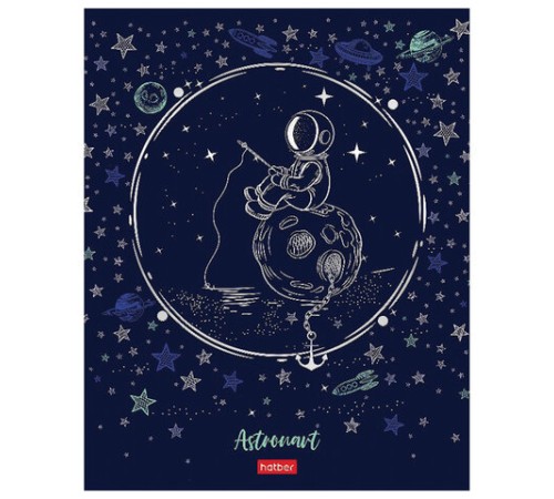 Тетрадь А5 48 л. HATBER скоба, клетка, матовая ламинация, 3D, 