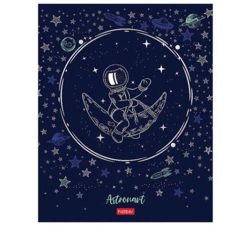 Тетрадь А5 48 л. HATBER скоба, клетка, матовая ламинация, 3D, 