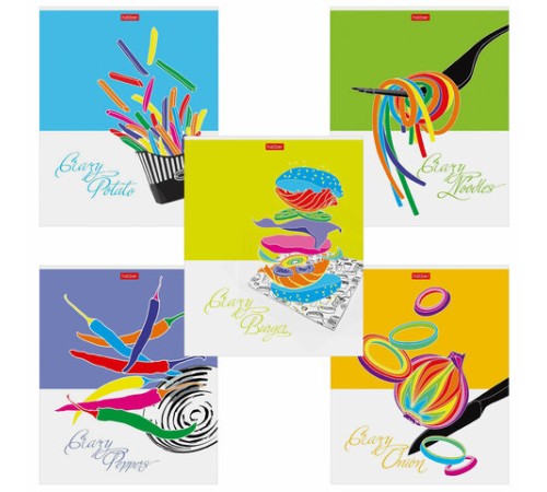 Тетрадь А5, 80 л., HATBER скоба, клетка, обложка картон, 