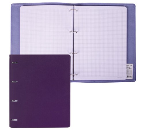 Тетрадь на кольцах БОЛЬШАЯ А4 (240х310 мм), 120 листов, под кожу, клетка, BRAUBERG 