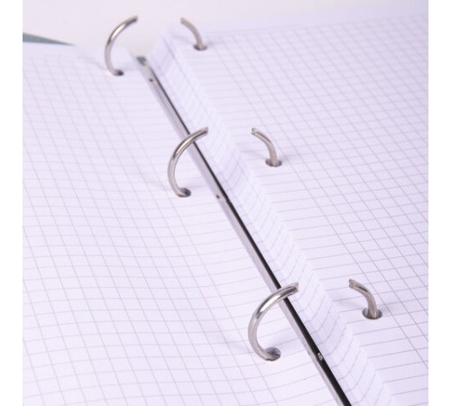 Тетрадь на кольцах БОЛЬШАЯ А4 (240х310 мм), 120 листов, под кожу, клетка, BRAUBERG 