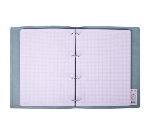 Тетрадь на кольцах БОЛЬШАЯ А4 (240х310 мм), 120 листов, под кожу, клетка, BRAUBERG 