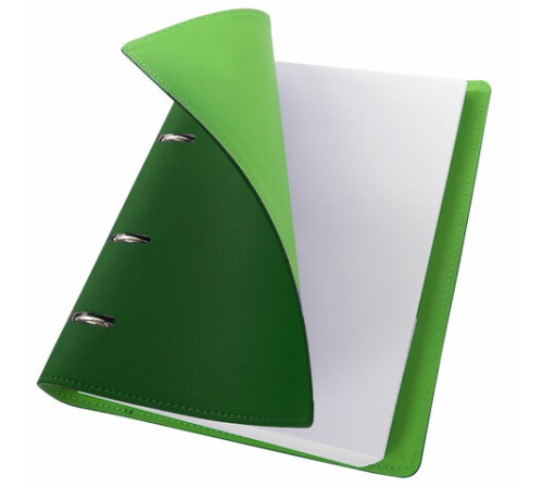 Тетрадь на кольцах БОЛЬШАЯ А4 (240х310 мм), 120 листов, под кожу, клетка, BRAUBERG 