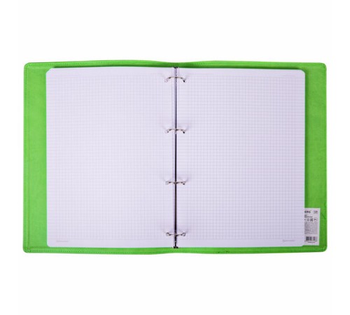 Тетрадь на кольцах БОЛЬШАЯ А4 (240х310 мм), 120 листов, под кожу, клетка, BRAUBERG 